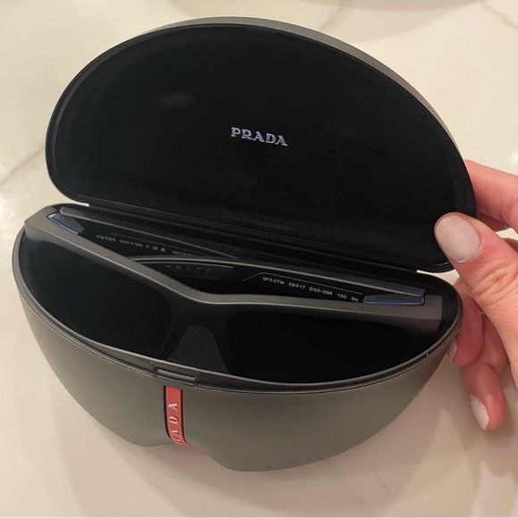 Prada Linea Rossa Sunglasses PS 07WS DG009R Black with Blue Lenses - Picture 8 of 13